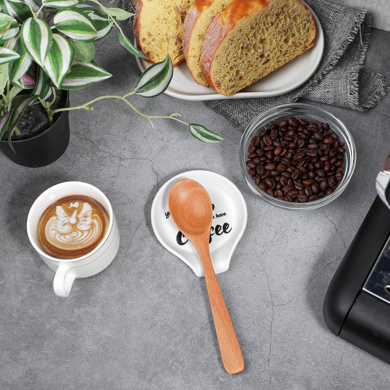 Koluti Silicone Coffee Spoon Rest, Small Spoon Stirrers Coffee Accessories Bar Station Decor, Cute Spoon Buddy Holder for Countertop, 3.6â€L x 3.5â€W x 0.6â€H, White - Image 2
