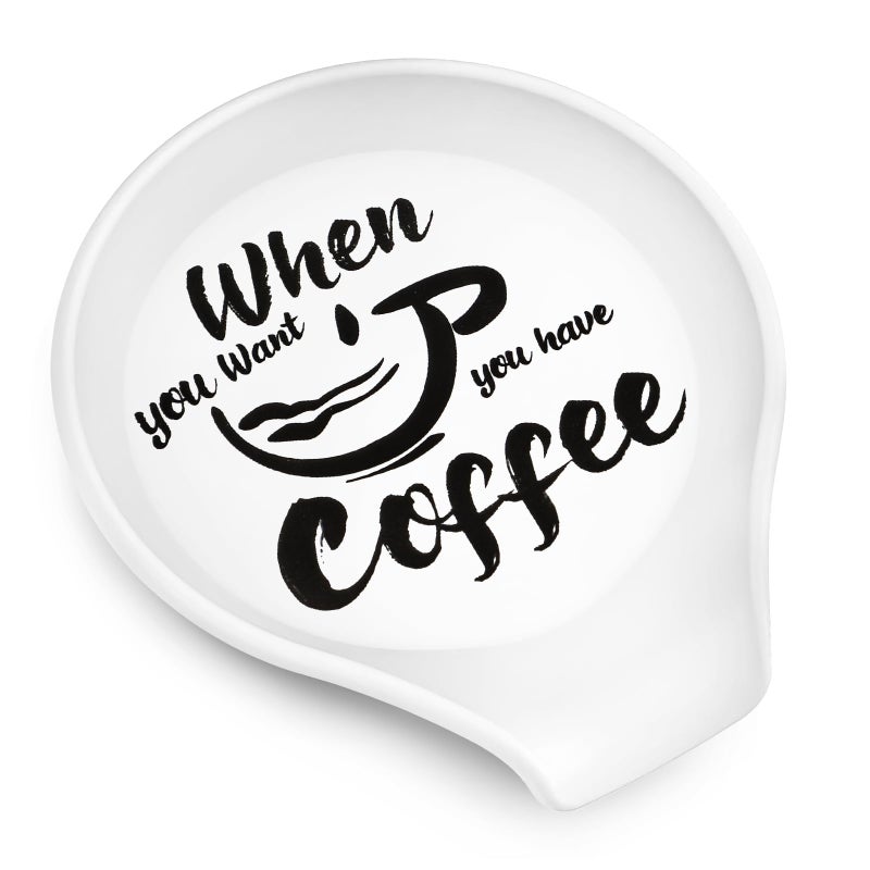 Koluti Silicone Coffee Spoon Rest, Small Spoon Stirrers Coffee Accessories Bar Station Decor, Cute Spoon Buddy Holder for Countertop, 3.6â€L x 3.5â€W x 0.6â€H, White - Image 1