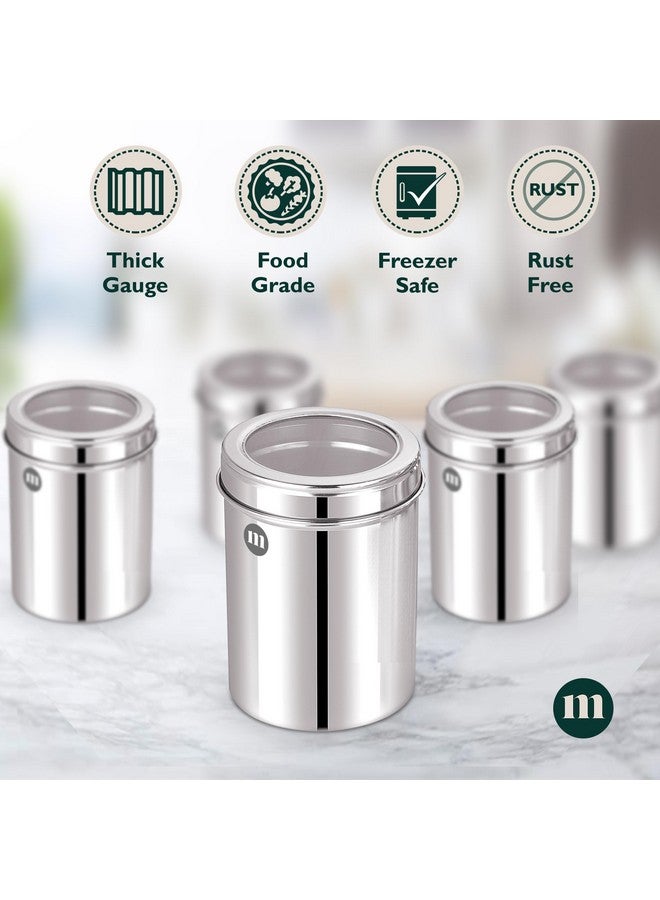 MARU مجموعة حاويات تخزين مطبخ من الفولاذ المقاوم للصدأ MARU مكونة من 2 قطعة تقريبًا 750 جرام (1000 مل لكل منها)، برطمانات وحاويات متينة بأغطية شفافة، أدوات مطبخ، صندوق تخزين متعدد الاستخدامات للمطبخ - Image 5