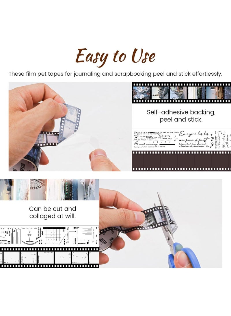 SYOSI Filmstrip Washi Tape, Retro Movie Reel PET Decorative Tape for Journaling and Scrapbooking, Self-Adhesive Transparent Tape Stickers for Crafts Diaries and Bullet Journal Supplies, 6 Rolls - Image 4