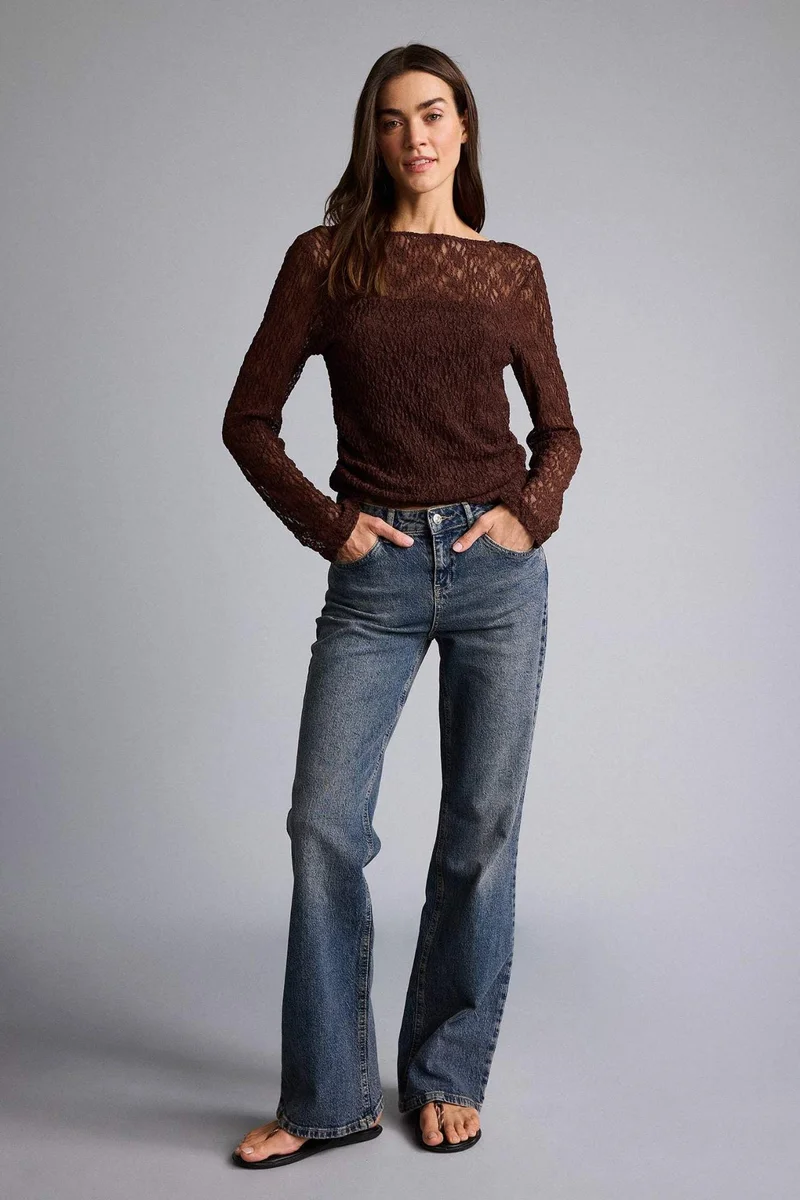 DeFacto Slim Fit Boat Collar Long Sleeve Blouse