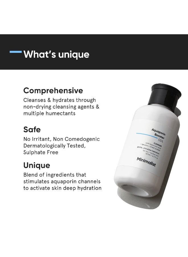 Minimalist 5% Aquaporin Booster | Hydrating Face Wash For Dry Skin with Hyaluronic Acid | Sulphate Free | Non-drying Cleanser | For Women & Men (100 ml) - Image 3