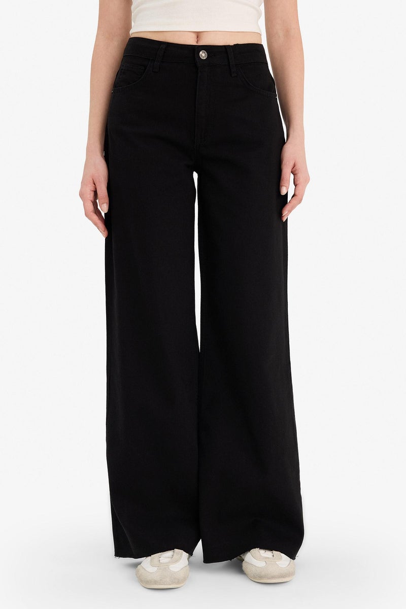 ديفاكتو بنطلون جبردين قطن وايد ليج برجل واسع وخصر عادي - Image 4