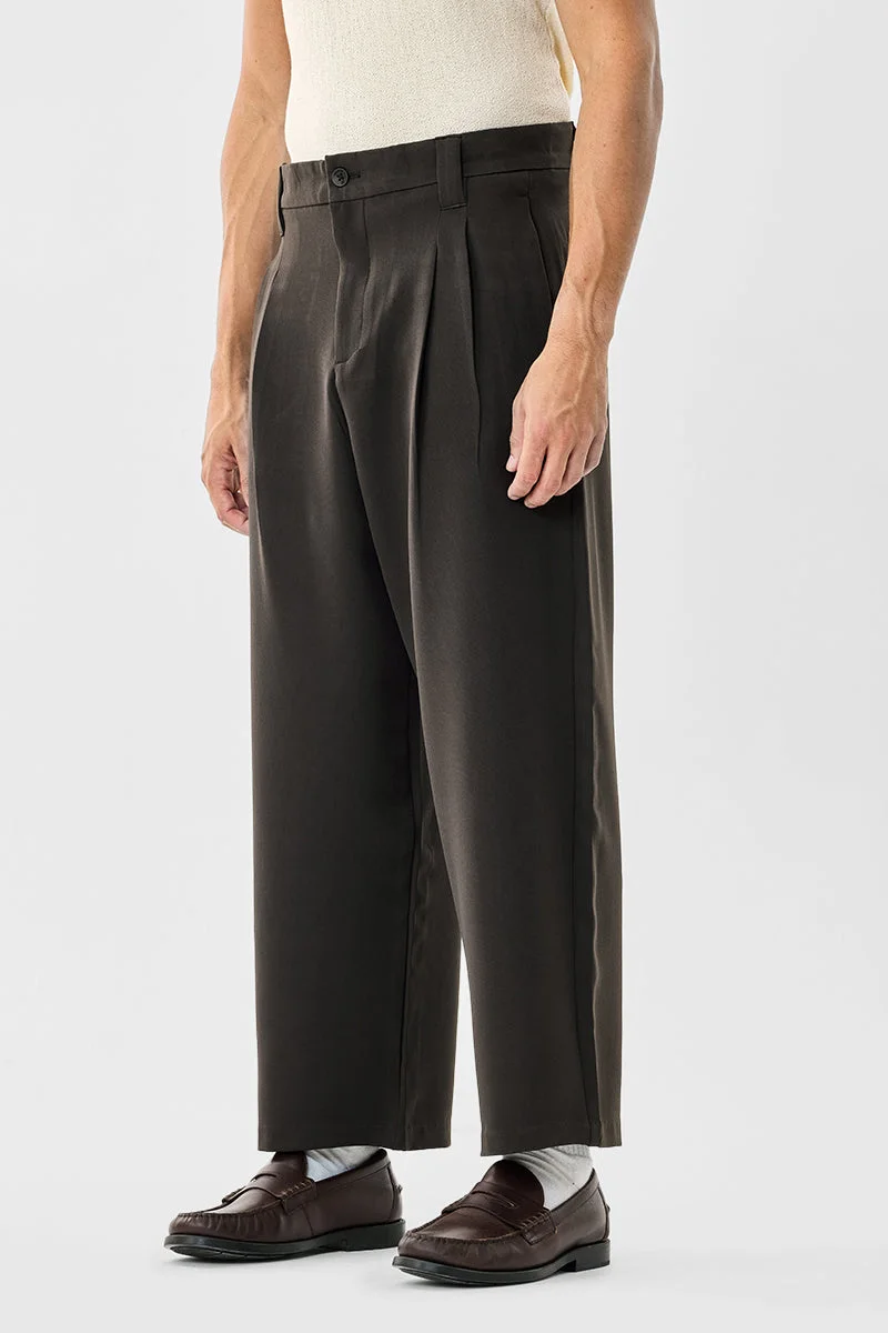 Snitch Dark Green Baggy Stretch Trousers for Men | Best Price UAE