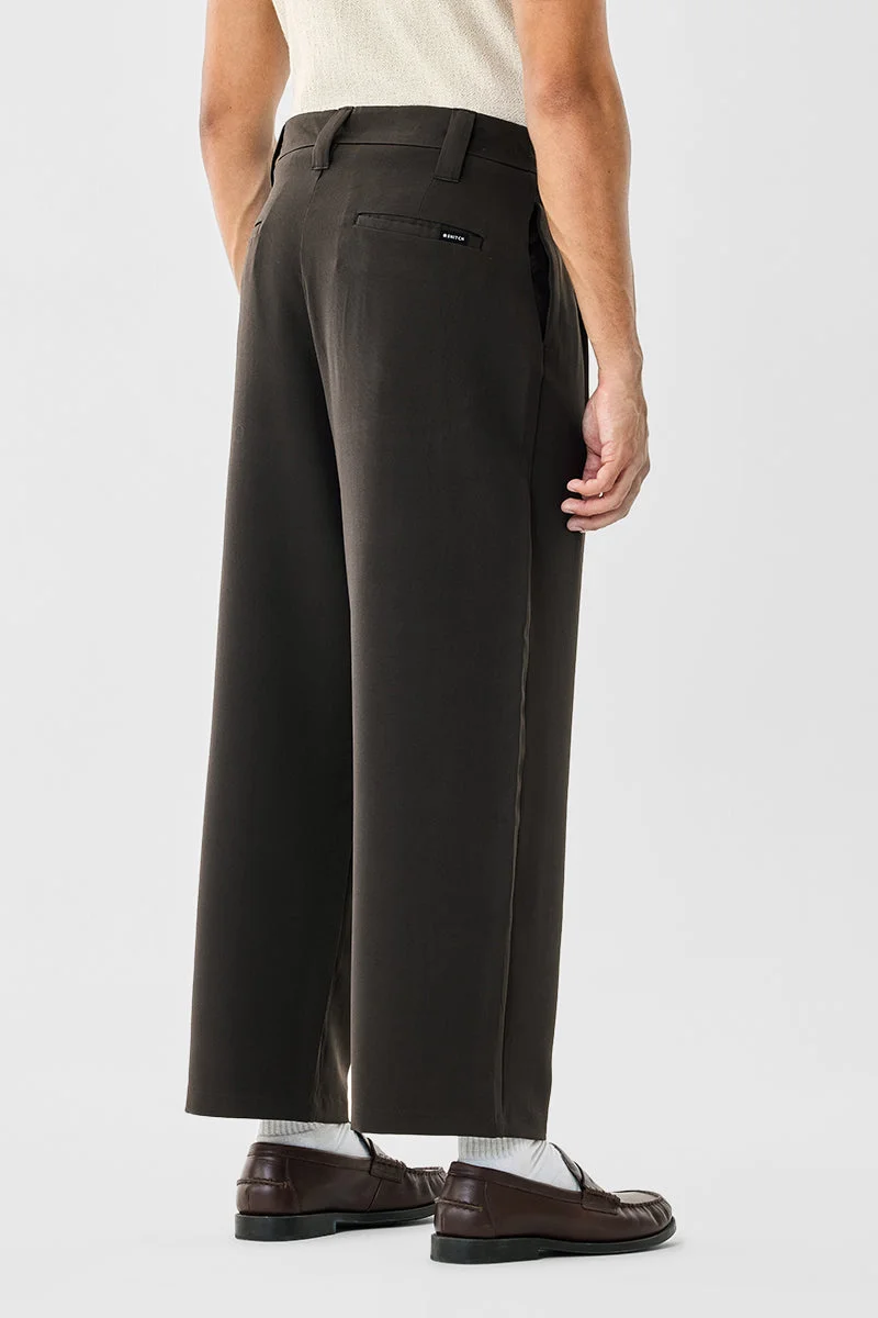 Snitch Dark Green Baggy Stretch Trousers for Men | Best Price UAE