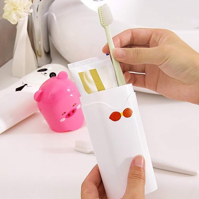 VIDORA Toothbrush Holder Cartoon Print Portable Cartoon Animal Toothbrush Holder Box Plastic Tooth Mug Toothpaste Case Cup Travel Camping Bath Accessories - Image 2
