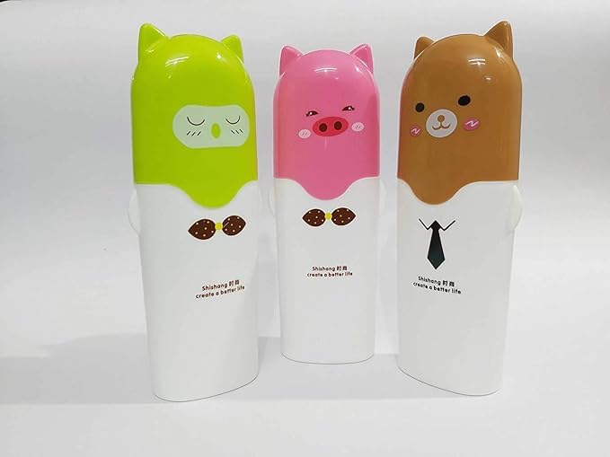 VIDORA Toothbrush Holder Cartoon Print Portable Cartoon Animal Toothbrush Holder Box Plastic Tooth Mug Toothpaste Case Cup Travel Camping Bath Accessories - Image 4