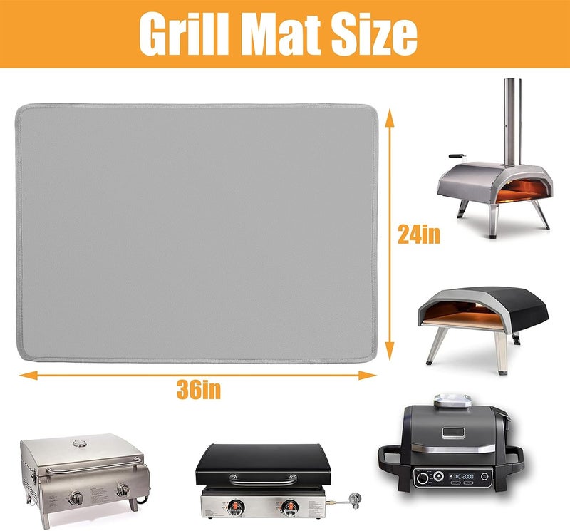 Amerbro 24x36in Heat Resistant Grill Mats for Outdoor Grill to Protect Your Prep Table and Outdoor Grill Table - Fire Proof & Water Proof & Oil Proof BBQ Mat - Grey(1mm) - Image 5