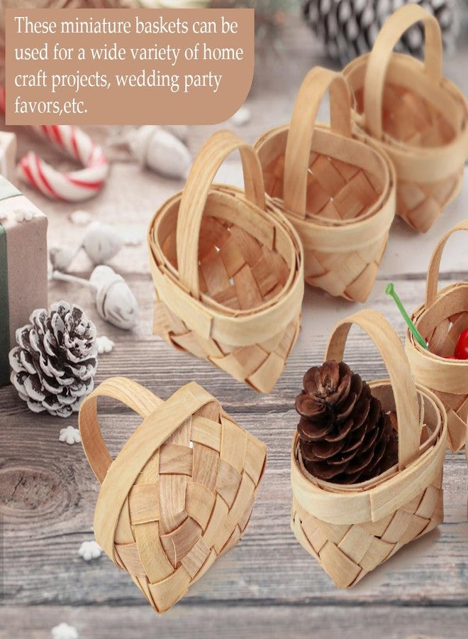 LNQ LUNIQI 15 قطعة من السلال المنسوجة الصغيرة، سلال ريفية صغيرة منسوجة بمقابض، سلال حلوى، سلال زهور مصغرة لحفلات الزفاف والأعمال اليدوية - Image 4