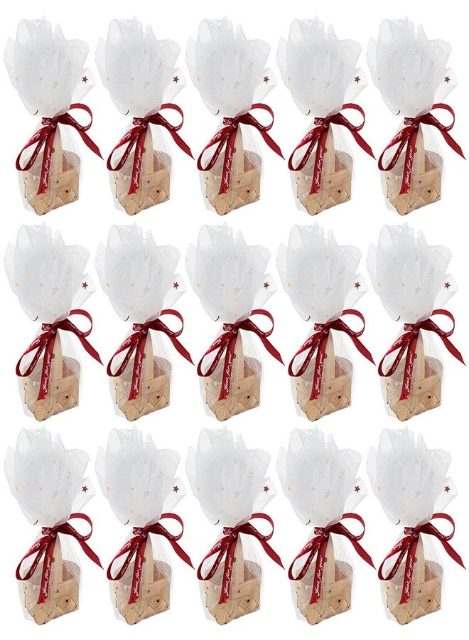 LNQ LUNIQI 15 قطعة من السلال المنسوجة الصغيرة، سلال ريفية صغيرة منسوجة بمقابض، سلال حلوى، سلال زهور مصغرة لحفلات الزفاف والأعمال اليدوية - Image 1