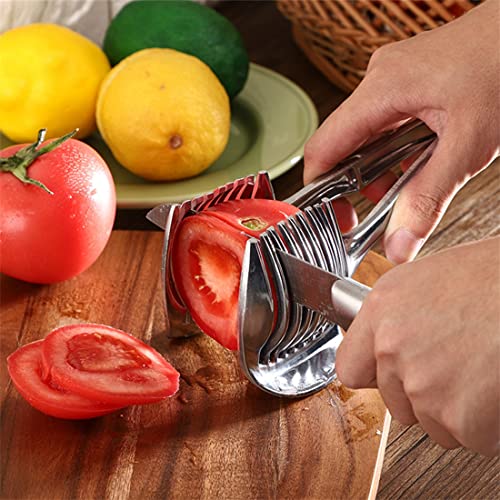 Dycica Bright Kitchen Gadgets Handy Stainless Steel Onion Holder Potato Tomato Slicer Vegetable Fruit Cutter Safety Cooking Tools Accessories - Image 4