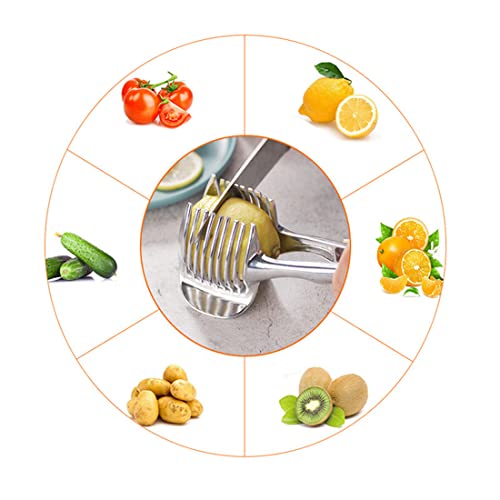 Dycica Bright Kitchen Gadgets Handy Stainless Steel Onion Holder Potato Tomato Slicer Vegetable Fruit Cutter Safety Cooking Tools Accessories - Image 5