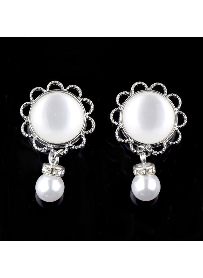 NIBEMINENT Flower Faux Pearl Dangle Ear Tunnel Expander Plug - Image 4