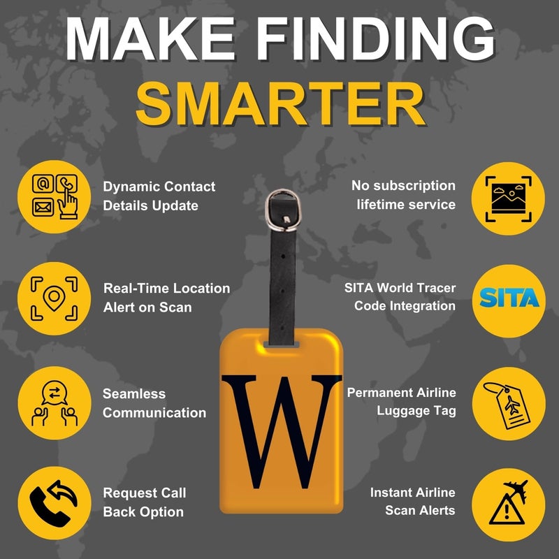 tag8 [Pack 2] Smart Luggage Tag ID with Name Initial B| Bag Tag with Global Loss Recovery Service | Airline Compliant | SITA World Tracer Code Enabled | Smart Alternative to Name Tags | Gift idea (W) - Image 4