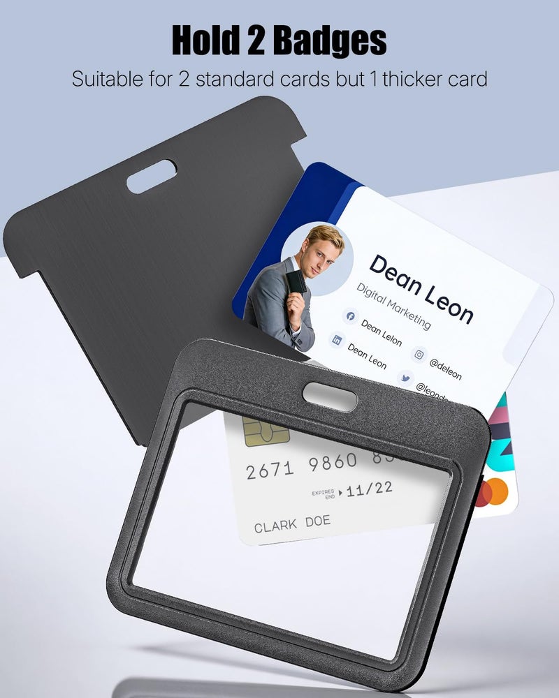Uniclife 3 Pack Sliding ID Badge Holder Black Horizontal Hard Plastic Case with Clear Window Card Protector Pouch for Office School ID Credit Cards Proximity Key Cards Driverâ€™s Licenses and Passes - Image 3
