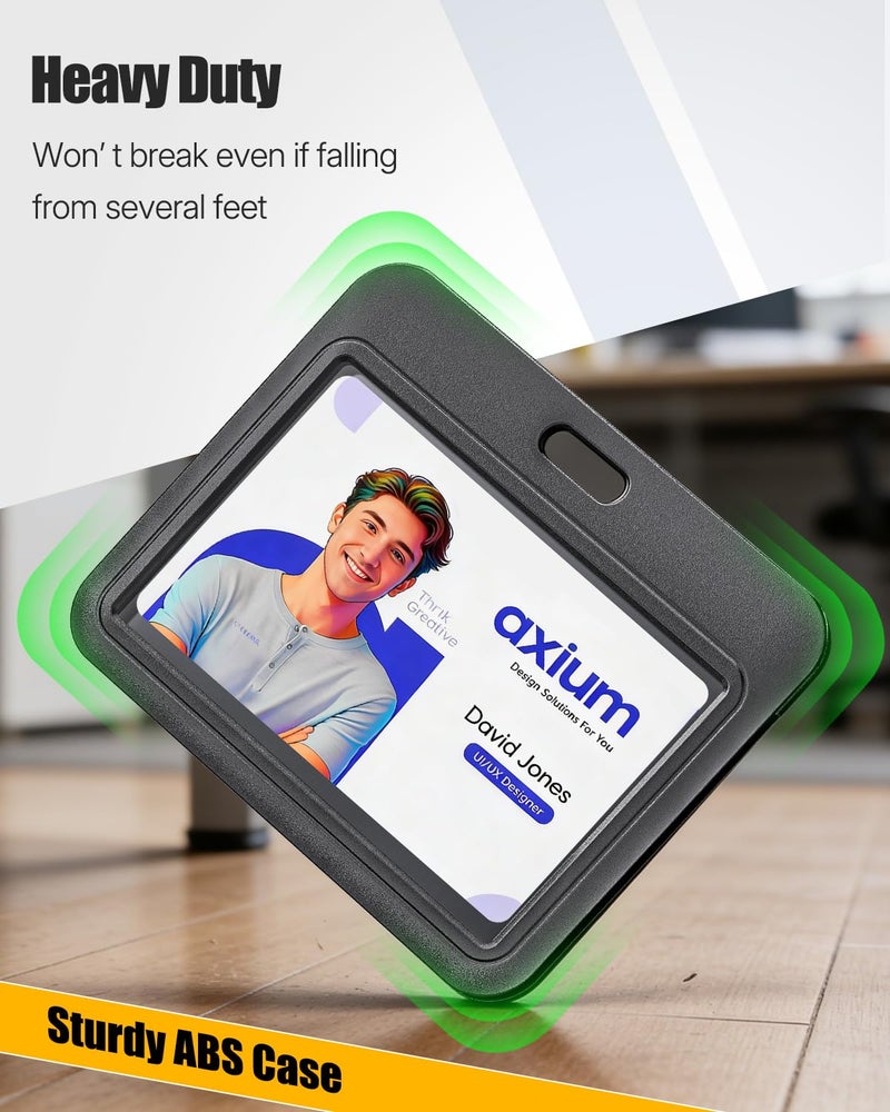 Uniclife 3 Pack Sliding ID Badge Holder Black Horizontal Hard Plastic Case with Clear Window Card Protector Pouch for Office School ID Credit Cards Proximity Key Cards Driverâ€™s Licenses and Passes - Image 4