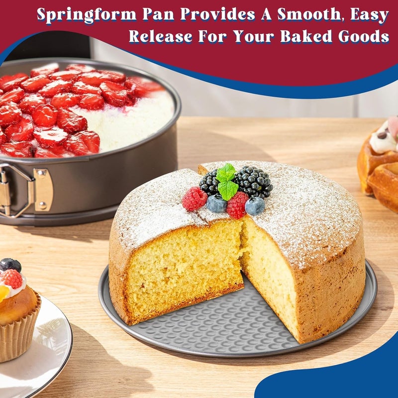 Pickmesh 3 Pcs 9inch Springform Pan with 150 Pcs Parchment Paper Nonstick Cheesecake Pan Mold with Removable Bottom for Cheesecake Cake, Black - Image 5
