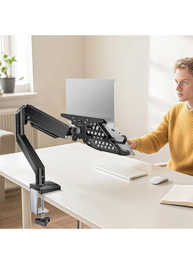 2-in-1 Laptop and Monitor Desk Mount – Adjustable Arm with Laptop Tray up to 17 Inch and Screen up to 34 Inch – Space-Saving Desk Organizer - Image 2