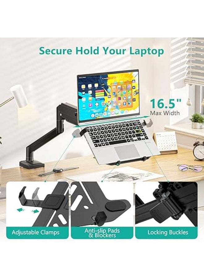2-in-1 Laptop and Monitor Desk Mount – Adjustable Arm with Laptop Tray up to 17 Inch and Screen up to 34 Inch – Space-Saving Desk Organizer - Image 4