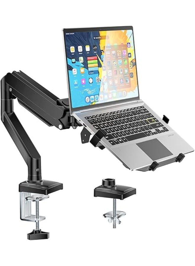 2-in-1 Laptop and Monitor Desk Mount – Adjustable Arm with Laptop Tray up to 17 Inch and Screen up to 34 Inch – Space-Saving Desk Organizer - Image 1