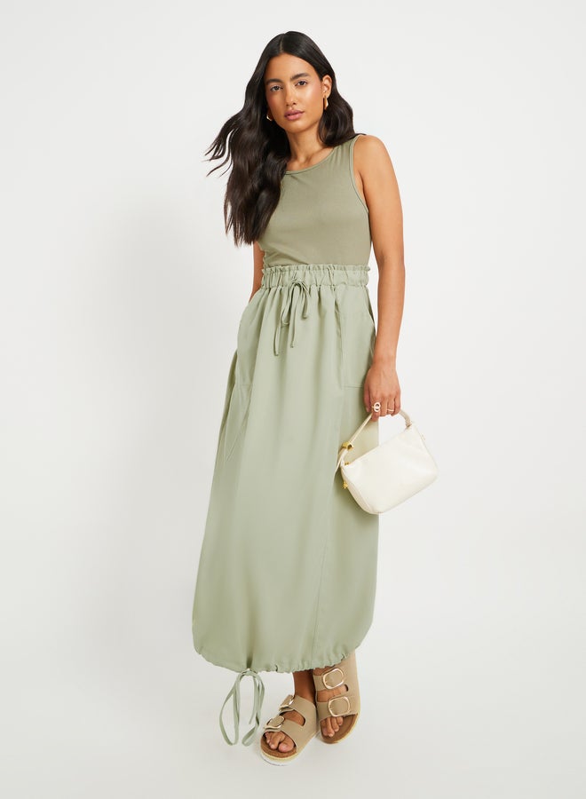 Take Two Take Two Solid Sleeveless Twofer A-Line Midi Dress  - Image 2