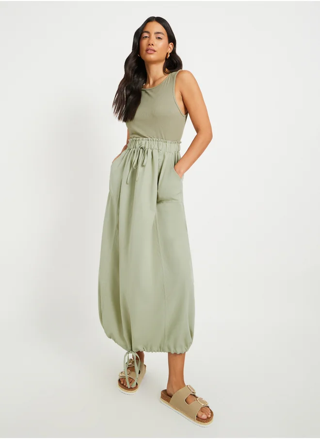 Take Two Take Two Solid Sleeveless Twofer A-Line Midi Dress