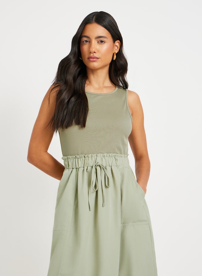 Take Two Take Two Solid Sleeveless Twofer A-Line Midi Dress  - Image 3