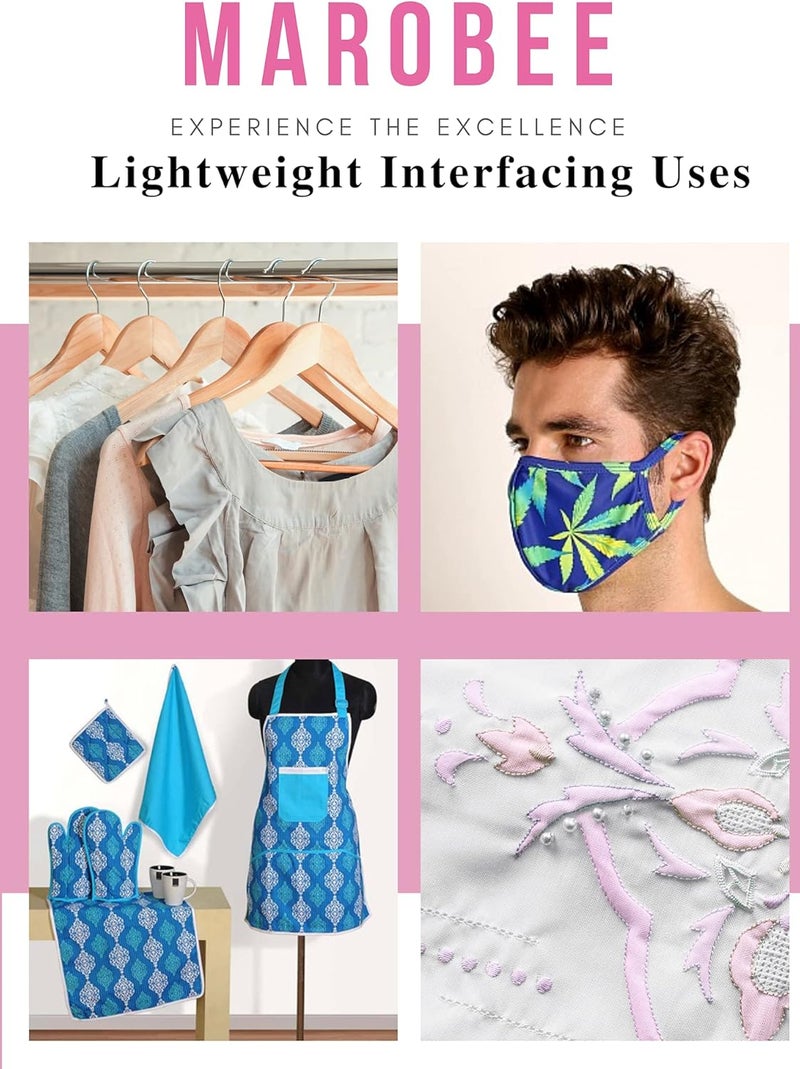 MAROBEE White Fusible Interfacing Lightweight Non-Woven for Sewing and Quilting Projects, Ultra Adhesive Bond Iron-On One Sided - Apparels and Face Masks, DIY Crafts (40 Inch x 3 Yard) - Image 2