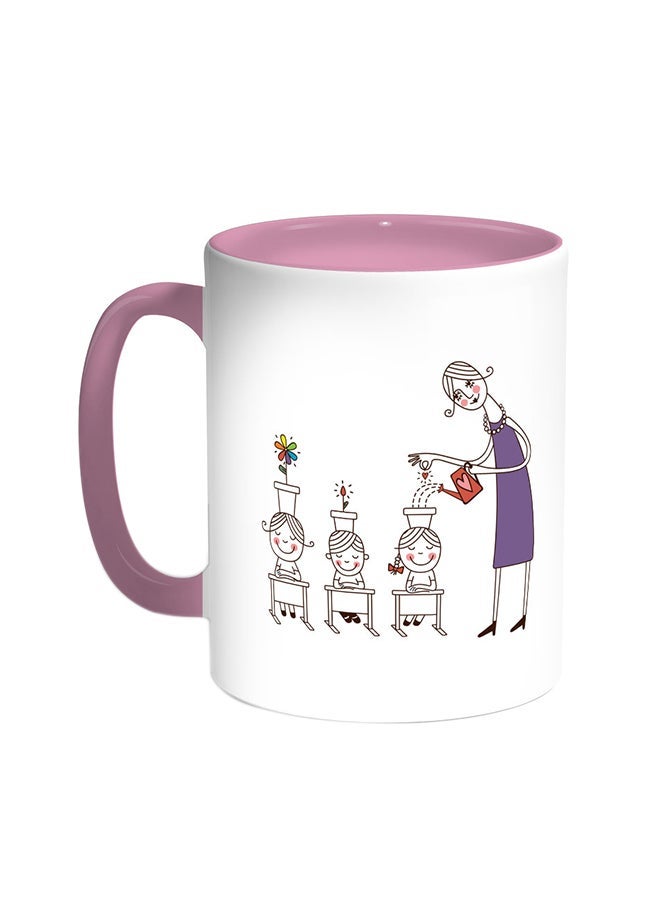 Plant The Seeds Of Love In Children Printed Coffee Mug Pink/White 11ounce
