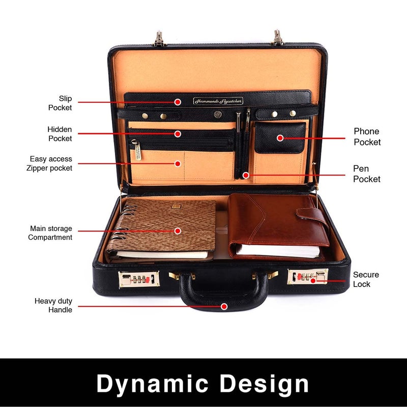 HAMMONDS FLYCATCHER Adults Genuine Leather Briefcases With Combination Lock| D-L:17"H:12.5"B:3" - Image 4