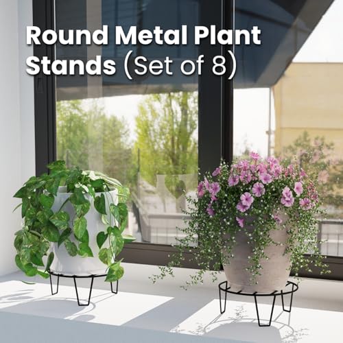 WonderStand Orion | Round Plant Stands for outdoor Balcony, round plant stands for indoor living room, Rust Proof Flower Pot Stand Galvanized Metal with 7 Layer Coating (Set of 8) - Image 2