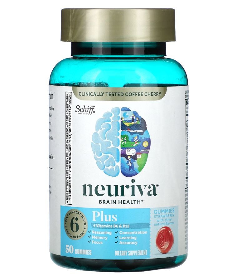 Neuriva Brain Health Plus Vitamins B6 & B12 Strawberry 50 Gummies