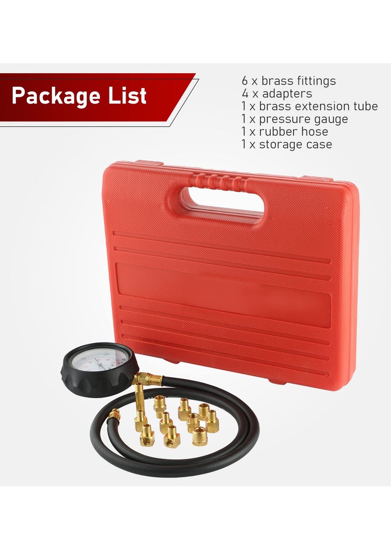Captaintech Automotive Oil Pressure and Engine Compression Tester Kit with 500 PSI Gauge Hose and Adapters for Fluid Diagnostics - Image 5