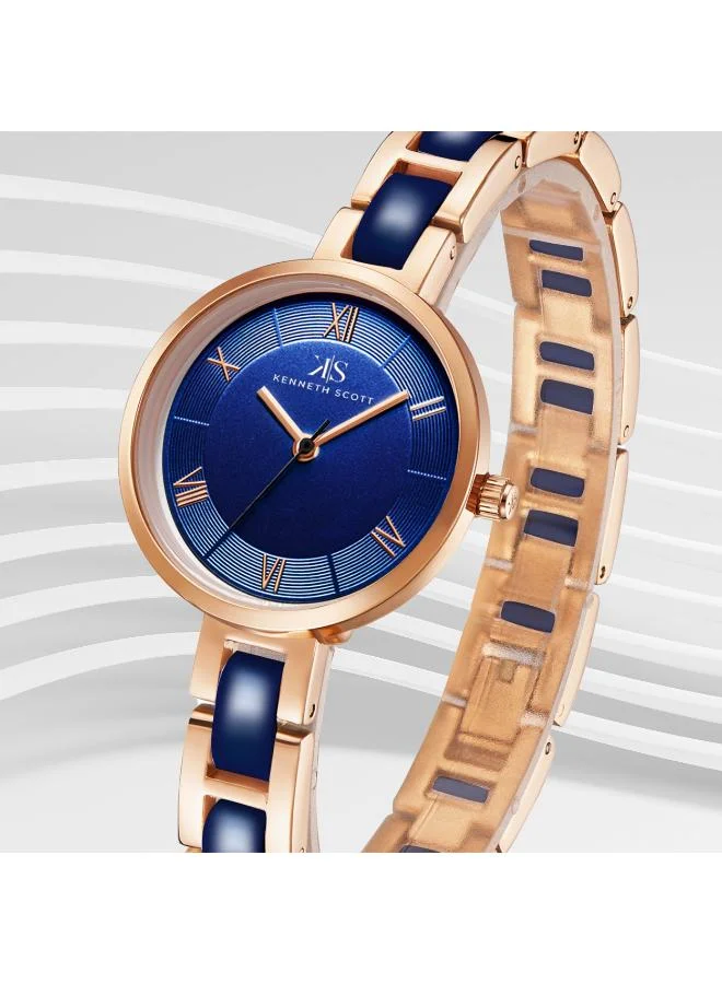 KENNETH SCOTT Kenneth Scott K22521-KCNN Women's Analog Display Watch & Alloy+Plastic Strap Blue
