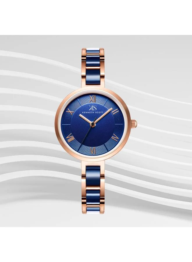 KENNETH SCOTT Kenneth Scott K22521-KCNN Women's Analog Display Watch & Alloy+Plastic Strap Blue
