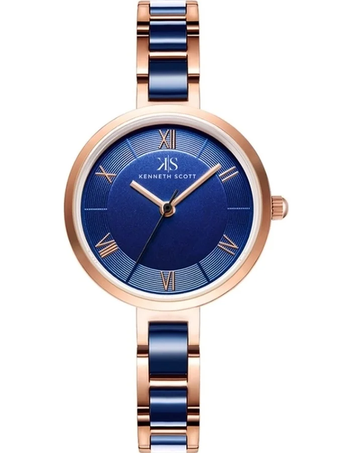 KENNETH SCOTT Kenneth Scott K22521-KCNN Women's Analog Display Watch & Alloy+Plastic Strap Blue