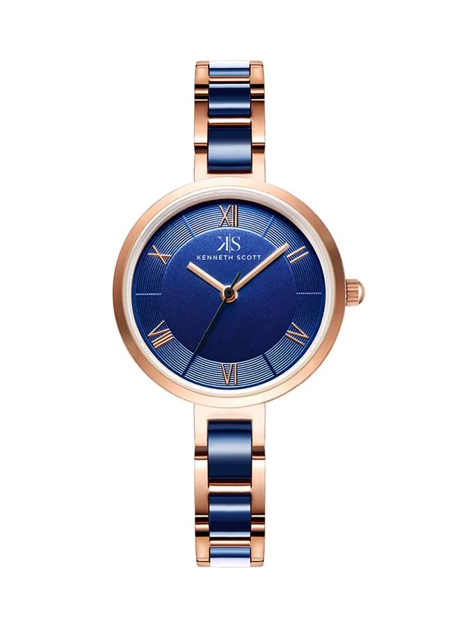 KENNETH SCOTT Kenneth Scott K22521-KCNN Women's Analog Display Watch & Alloy+Plastic Strap Rose Gold+Blue