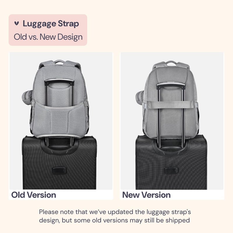 BabbleRoo Diaper Bag Backpack - Travel Large Baby Diaper Bag with Changing pad, Waterproof Baby Bags for Mom & Dad, Unisex Bags with Pacifier Case, Luggage Strap & Stroller Clipsâ€“ Light Gray - Image 2