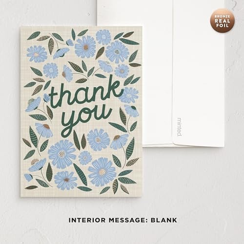 Minted Elegant Thank You Greeting Cards Pack, Set of 5, Thank You Notes Variety Pack, Folded Thank You Cards With Envelopes, Blank Inside for Personal Messages, Designed by Independent Artists - Image 2