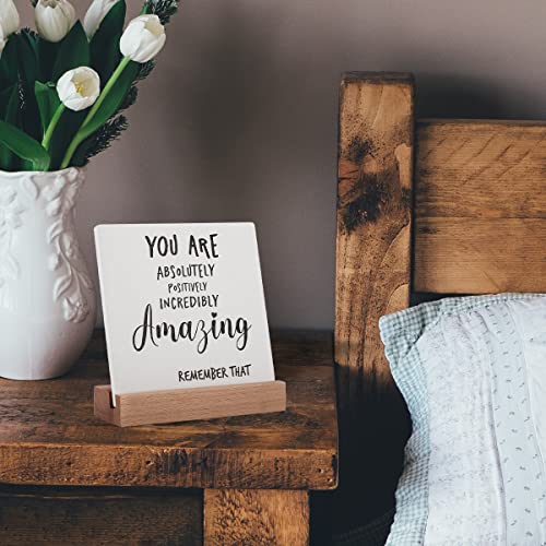Lodeskee Inspirational Quotes Gifts for Women Friend Coworker Graduate Teen Girl Boy Valentines Day Birthday, Encouragement Decor Signs Cheer Up Hard Time Gifts for Her Him, You are Amazing Motivational Desk Plaque for Office Home - Image 2