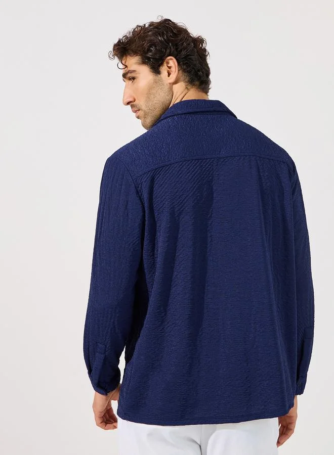 Styli Styli Textured Relaxed Fit Shirt with Utility Buttoned Pockets