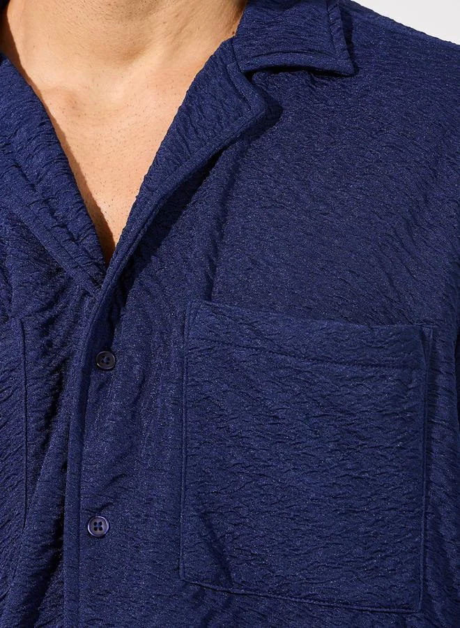 Styli Styli Textured Relaxed Fit Shirt with Utility Buttoned Pockets