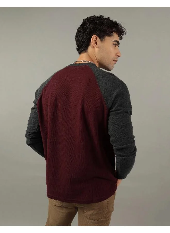 American Eagle AE Long-Sleeve Raglan Logo Graphic Thermal T-Shirt