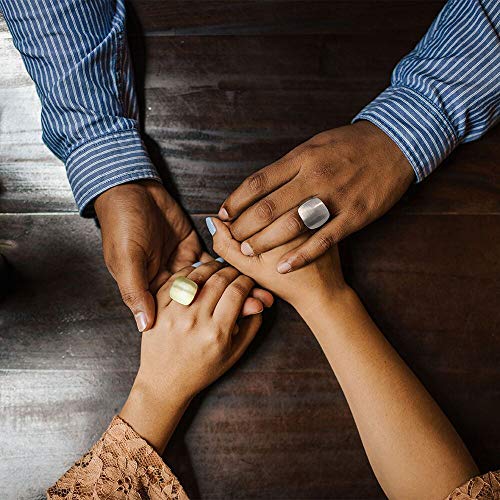 Aprilery Gold and Silver Rings for Women, Chunky Signet Statement Rings Gold Plated Band Ring Wide Metal Square Rings Cocktail Costume Jewelry for Her - Image 3