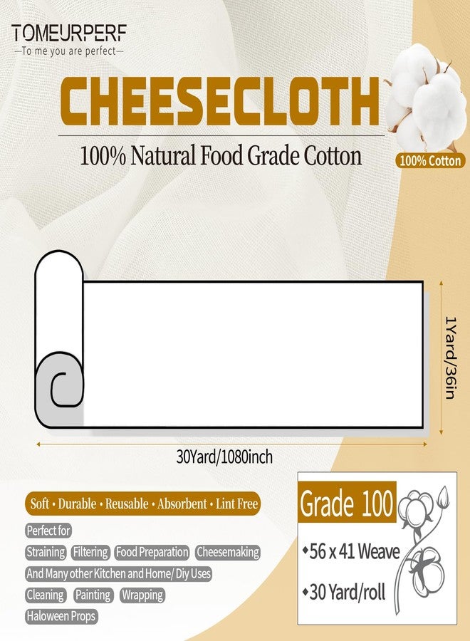 Tomeurperf 1 Roll Cheese Cloth for Straining 100% Natural Cotton Unbleached Reusable Cheese Cloths for Cooking, Polishing, Straining, Cheesecloth Table Runner for Wedding, Decoration(1x30 Yard, Grade 100) - Image 2