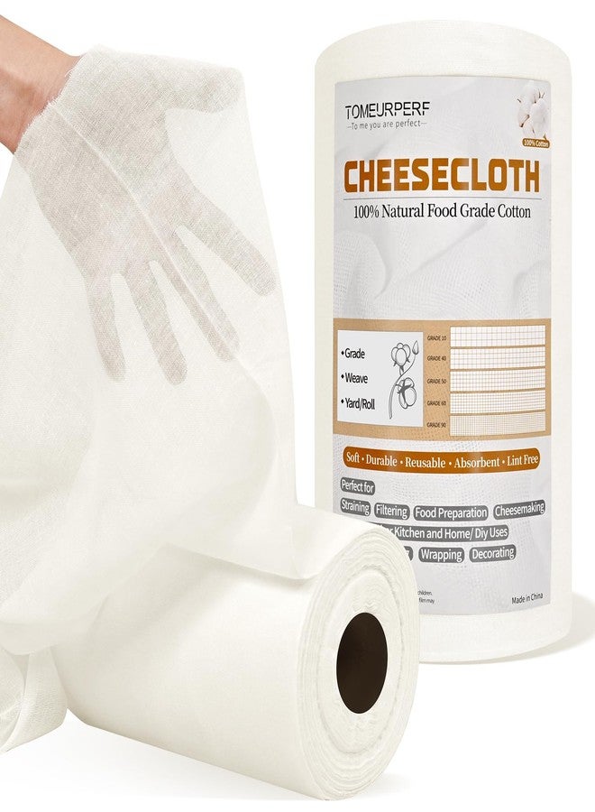 Tomeurperf 1 Roll Cheese Cloth for Straining 100% Natural Cotton Unbleached Reusable Cheese Cloths for Cooking, Polishing, Straining, Cheesecloth Table Runner for Wedding, Decoration(1x30 Yard, Grade 100) - Image 1