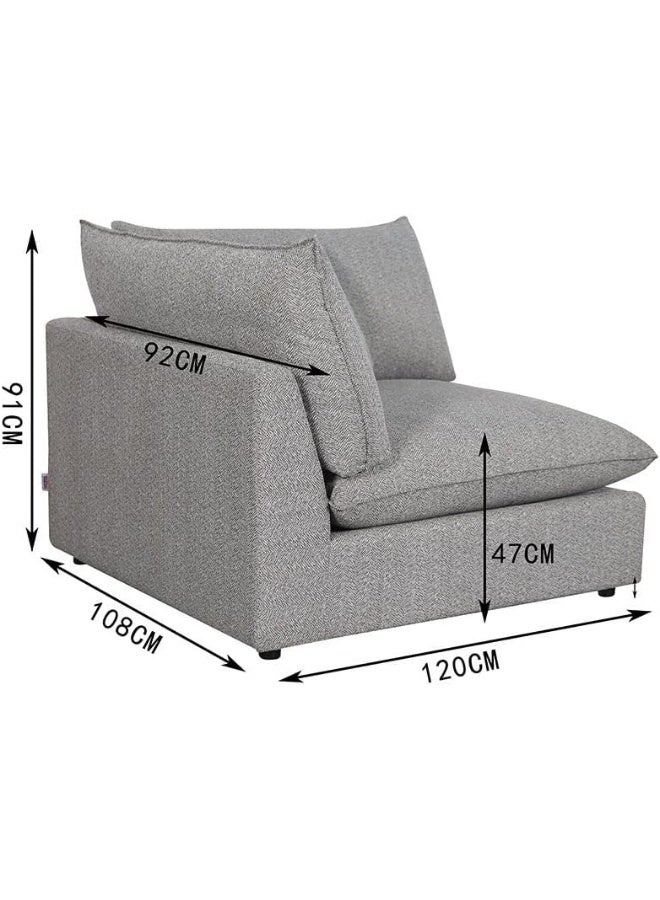Comfynest Comfynest Napoleon 1-Seater Fabric Modular Sofa With Left Arm With 2-Year Warranty 108X91X38Cm Grey - Image 2