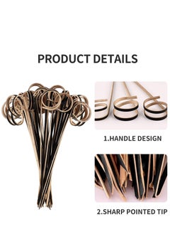 KASTWAVE 100 PCS Cocktail Stick Bamboo Fruit Sticks Wooden Toothpicks, (12cm) for Party Tapas Nibbles Canapes Appetiser Fruit Skewer BBQ Sandwich Bento Accessory Pick Food (Black)  - Image 3