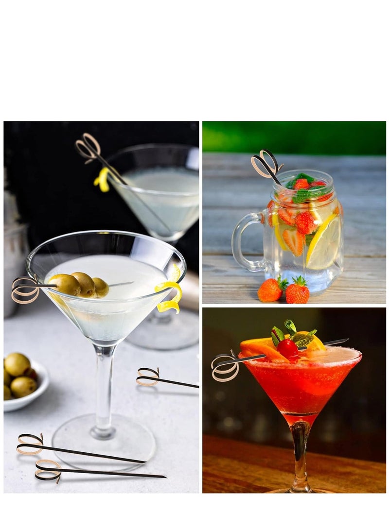 KASTWAVE 100 PCS Cocktail Stick Bamboo Fruit Sticks Wooden Toothpicks, (12cm) for Party Tapas Nibbles Canapes Appetiser Fruit Skewer BBQ Sandwich Bento Accessory Pick Food (Black) - Image 4