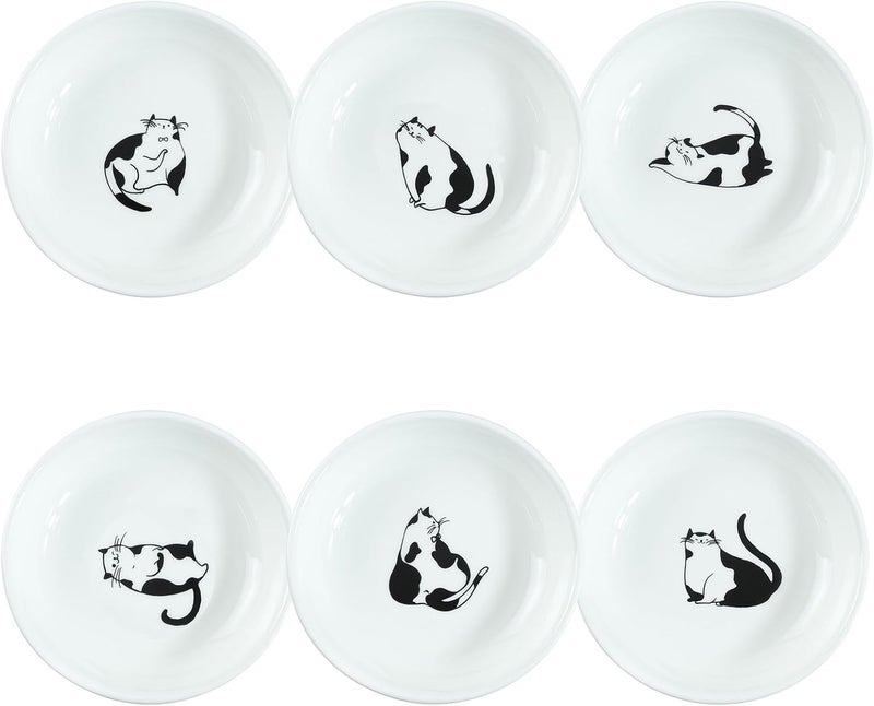 SOCOSY Super Cute Gentleman Cat Ceramic Sauce DishSeasoning DishSushi Soy Dipping BowlAppetizer PlatesServing Dish for Kitchen HomeSet of 6 - Image 1